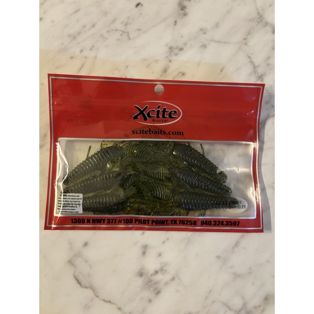 Xcite Baits Raptor Tail Jr 4" Craw Flip Bait Jig Trailer Green 6 Count Pack Of 4